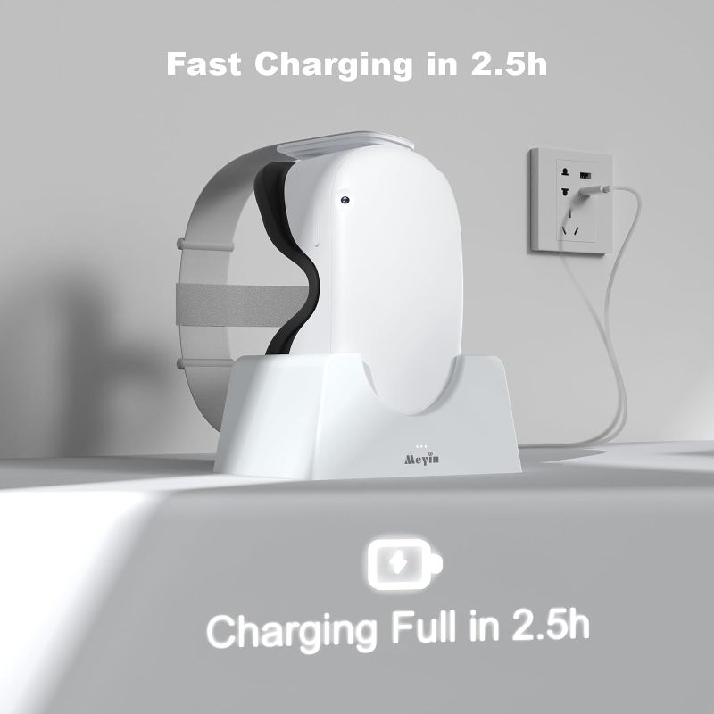 Photo 1 of 1 SIWIQU Black  Charging Dock for Oculus Quest 2, Headset Charging Stand with USB-C Charger and Cable, White
