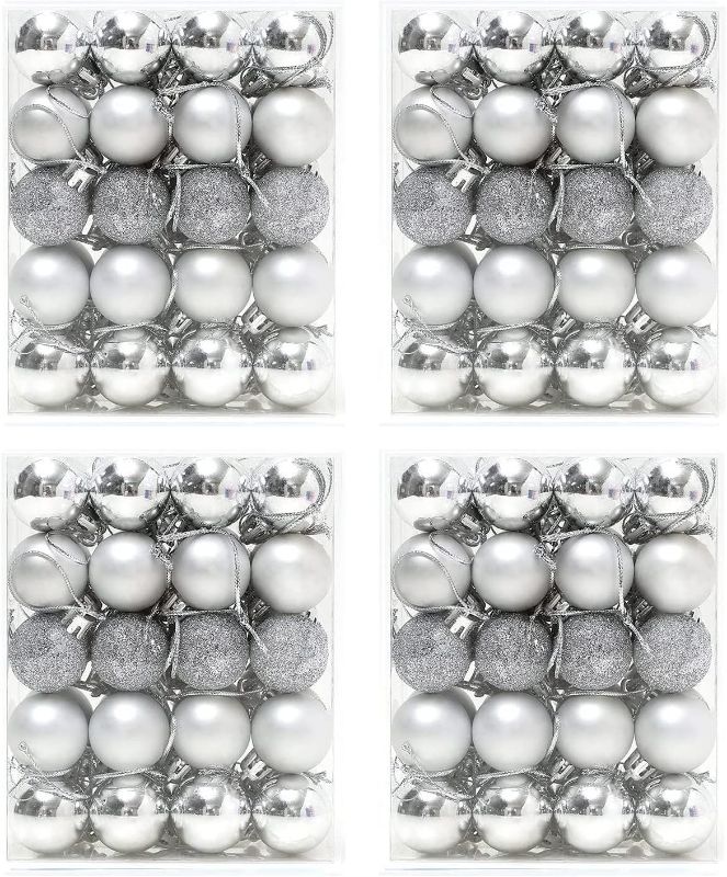 Photo 1 of Christmas balls decoration 144Pcs 3cm/1.18" Ornaments, Small Shatterproof Christmas Baubles for Xmas Christmas Tree, Hanging Ball for Holiday Wedding Party Decoration (Silver)
