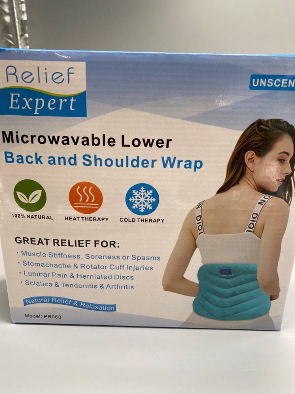 Photo 3 of Relief Expert Microwavable Heating Pad for Back Pain Relief, Menstrual Cramps Heating Pad Microwavable with Moist Heat for Back, Neck and Shoulder, Stomach, Unscented
