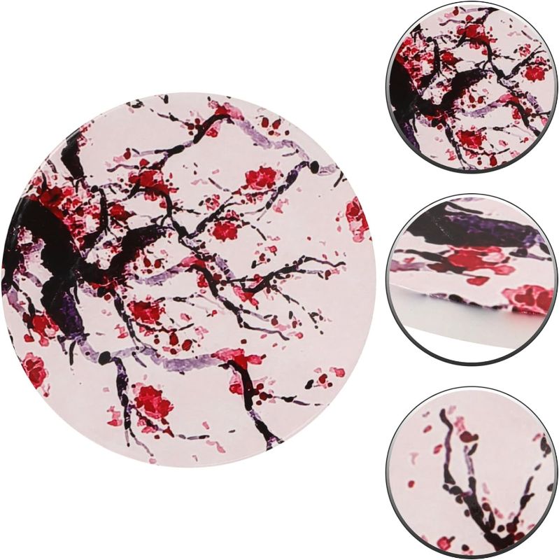 Photo 1 of 6pcs Ceramic Absorbent Coasters Chinese Style Floral Absorbent Round Ceramic Stone Mat Drink Coaster for Coffee Table Gift for Housewarming Room Bar Decor
