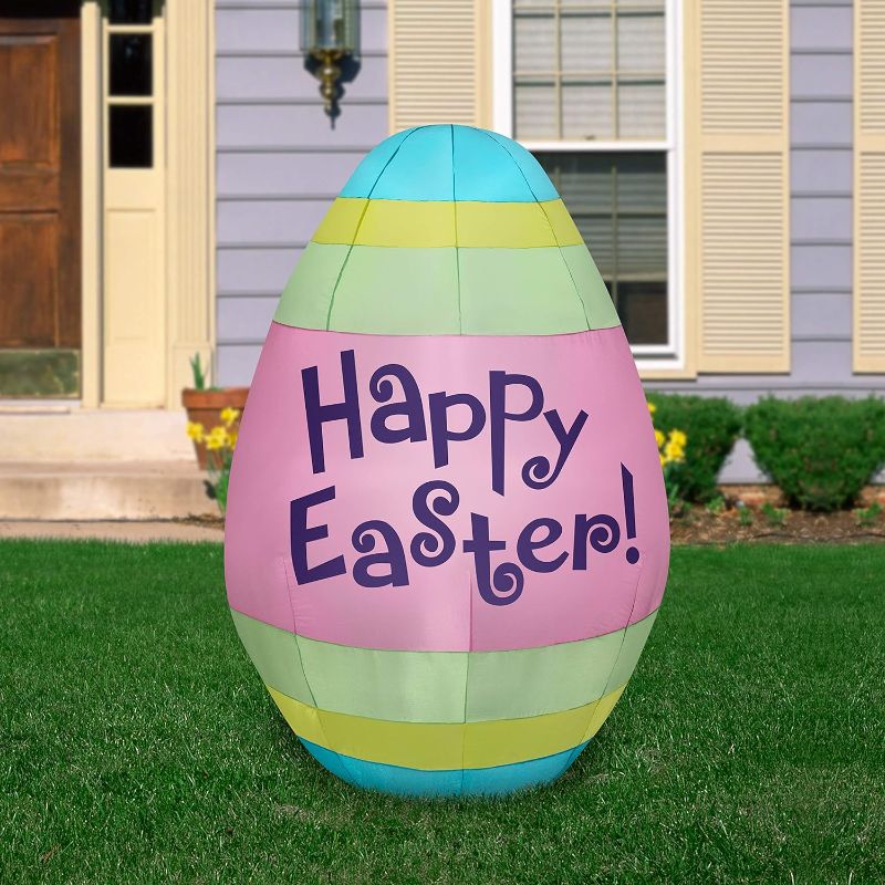 Photo 2 of Gemmy Airblown Inflatable Easter Egg, 4.5 ft Tall, Pink
