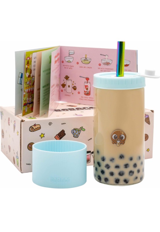 Photo 1 of Reusable Boba Cup with Straw, Bubble Tea Cup with Recipe Book, Reusable Boba Cups with Lids, Boba Tumbler, Boba Tea Cup and Boba Jar, Bubble Tea Gift Set with Cup 17 ounce… (Pink Blossom, 20oz)