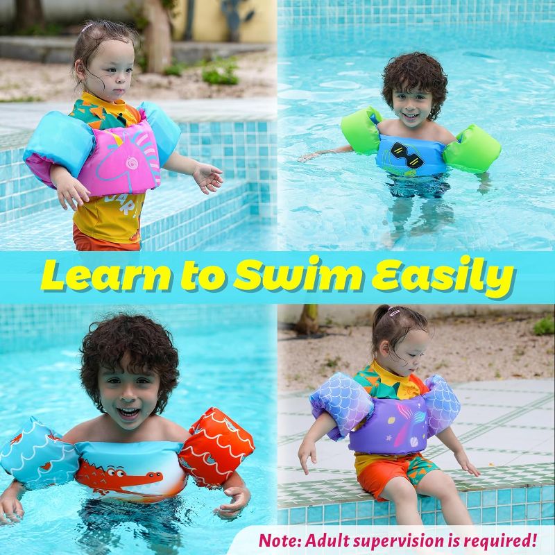 Photo 1 of Swim Arm Band for Kids, Children Swim Vest Cute Cartoon Swimming Wings Pool Floats Sleeve Toddlers Water Device Beach Sports Learning Swim Training Equipment
