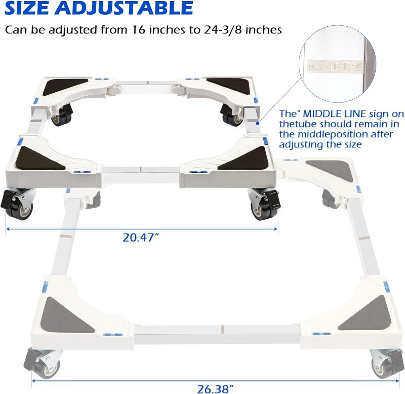 Photo 2 of Nefish Furniture Dolly Adjustable Mini Fridge Stand Dolly Cart with 4 Lockable Wheels Washing Machine Stand Mobile Roller Universal Mobile Base Stand for Washer Dryer Refrigerator…
