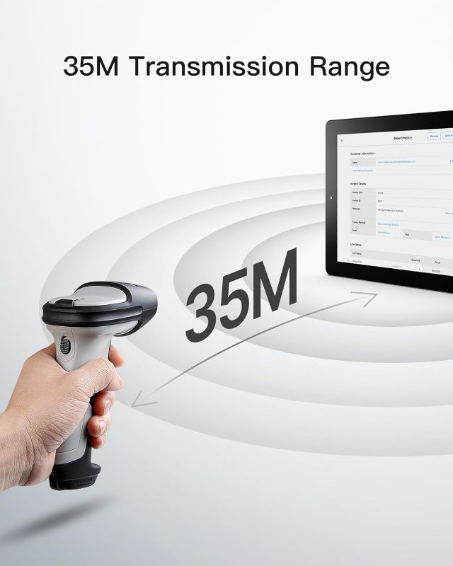 Photo 3 of Inateck Bluetooth Barcode Scanner, 1 Charge 180 Days Standby, 35m Range, Automatic Fast and Precise scanning, BCST-70
