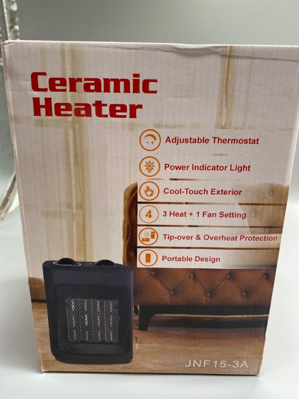 Photo 4 of Space Heater, 1500W Electric Heaters Indoor Portable with Thermostat, PTC Fast Heating Ceramic Room Small Heater with Heating and Fan Modes for Bedroom, Office and Indoor Use
