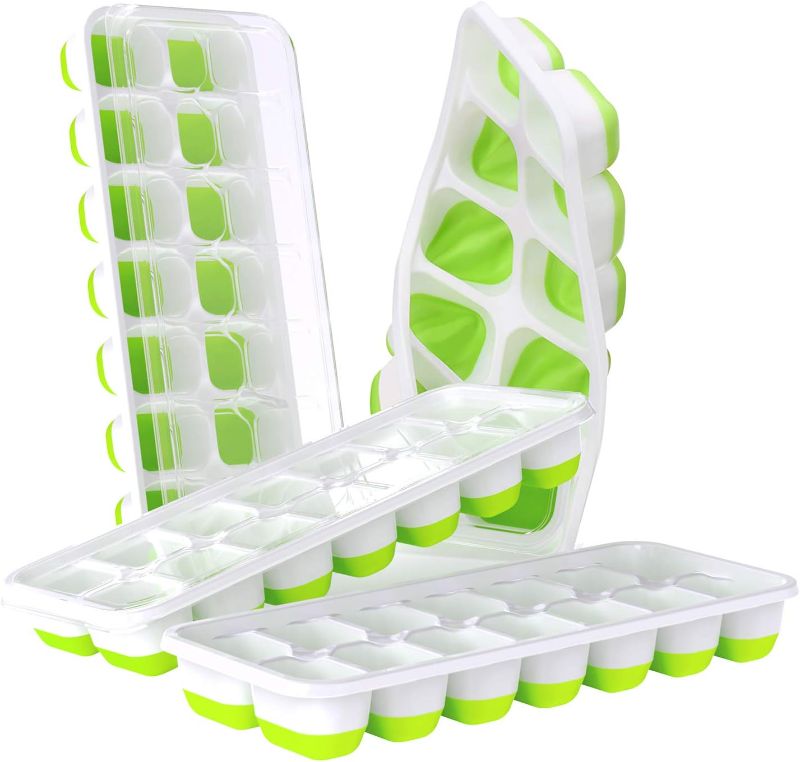 Photo 1 of 2Pack Ice Cube 8 Trays, Easy-Release 56 pcs Ice Cubes Maker with Spill-Resistant Removable Lid, LFGB Certified and BPA Free, Stackable Flexible Silicone, for Baby Food, Cocktail, Coffee
