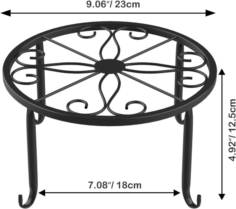 Photo 2 of Metal Potted Plant Stands, 3 Pack 9" Heavy Duty Rustproof Iron Round Flower Pot Stands, Indoor Outdoor Plant Holder Support Rack for Planter Flowerpot Patio Garden - Black
