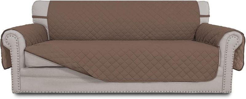 Photo 1 of Easy-Going Reversible Couch Cover for 3 Cushion Couch Sofa Cover for Dogs Water Resistant Furniture Protector Cover with Foam Sticks Elastic Straps for Pet Cat (Sofa, Brown/Brown)
