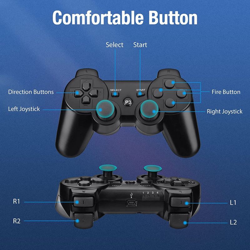 Photo 2 of Prodico PS-3 Wireless Controller, Double Shock Rechargeable Analog PS-3 Controller, 2 Pack
