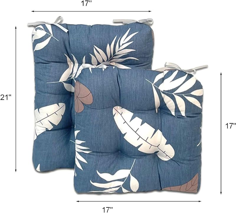 Photo 2 of 2 Pcs High Back Chair Cushion, Floral Rocking Chair Pads with Ties, Non-slip Back Seat Cushion Indoor Outdoor, Grey
