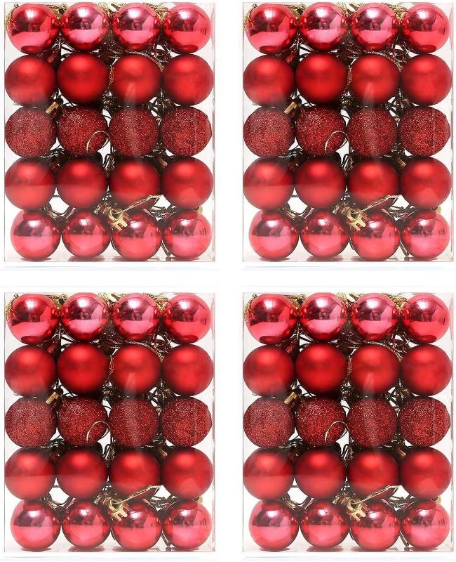 Photo 1 of Christmas balls decoration 144 pieces (3cm/1.18 "), Christmas pendant Christmas tree trinkets, festive wedding decoration ball (Red)
