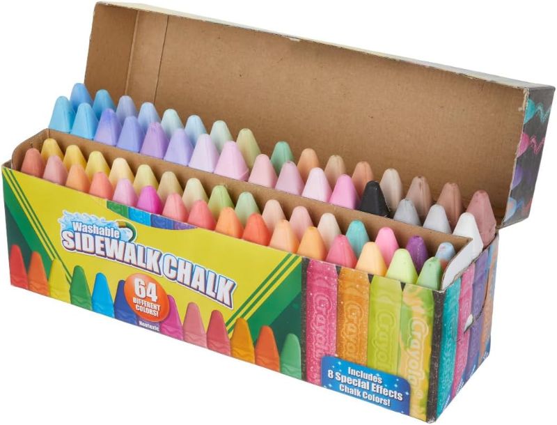 Photo 2 of Crayola Ultimate Washable Chalk Collection (64ct), Bulk Sidewalk Chalk, Outdoor Chalk for Kids, Anti-Roll Sticks, Nontoxic, 4+
