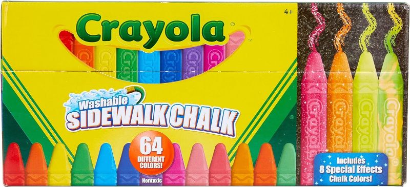 Photo 1 of Crayola Ultimate Washable Chalk Collection (64ct), Bulk Sidewalk Chalk, Outdoor Chalk for Kids, Anti-Roll Sticks, Nontoxic, 4+
