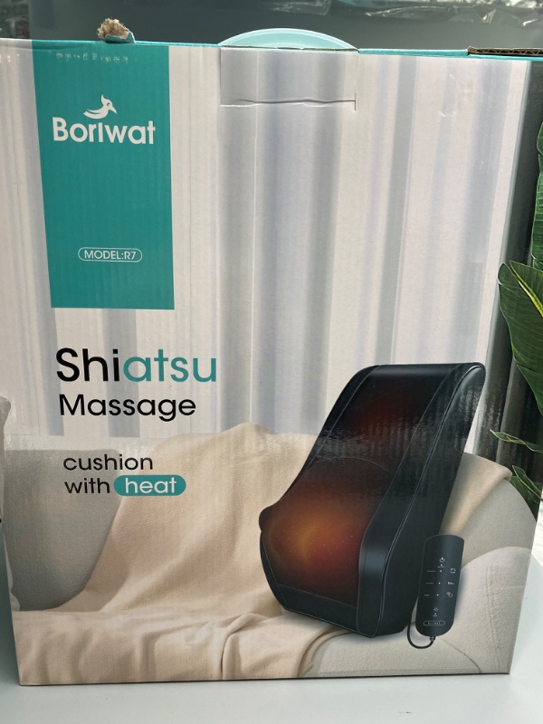 Photo 4 of Boriwat Back Massager with Heat, Massagers for Neck and Back, 3D Kneading Massage Pillow for Back, Neck, Shoulder, Leg Pain Relief, Gifts for Men Women Mom Dad, Stress Relax at Home Office and Car
