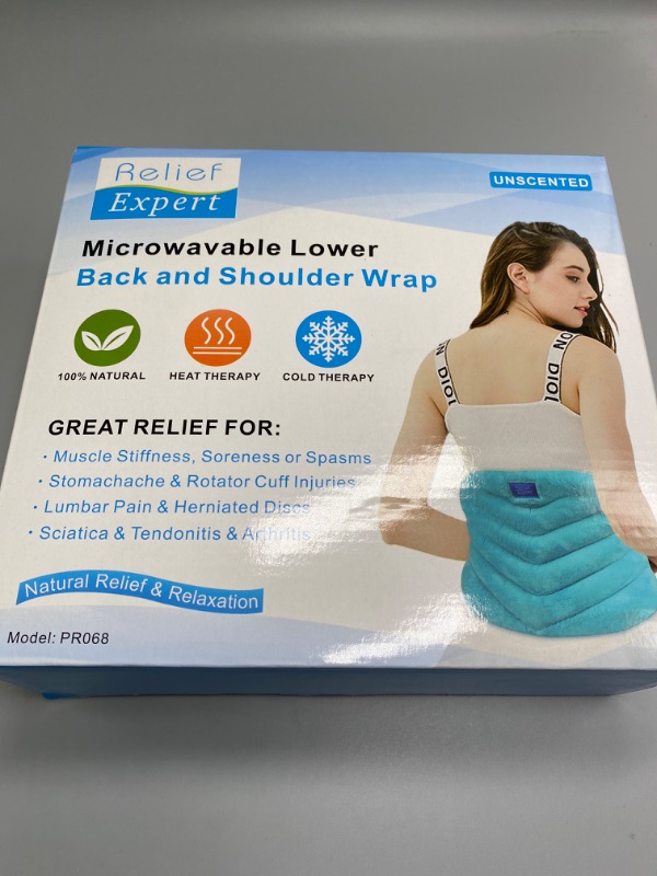 Photo 4 of Relief Expert Microwavable Heating Pad for Back Pain Relief, Menstrual Cramps Heating Pad Microwavable with Moist Heat for Back, Neck and Shoulder, Stomach, Unscented
