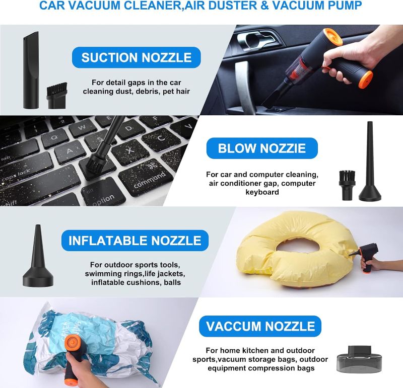 Photo 2 of Mini Vacuum Cleaner,3 in 1 Portable Handheld Vacuum Cleaner Cordless Rechargeable,with Great Suction 120W High Power Duster Small Wireless for Car,Office and Home Cleaning
