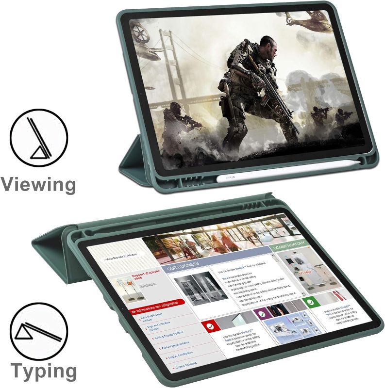 Photo 1 of Arae iPad Air 4/5 10.9inch Portable Electronic Device Cover, Green Multi-Angle Viewing Kickstand, Pencil Holder, Auto Wake/Sleep
