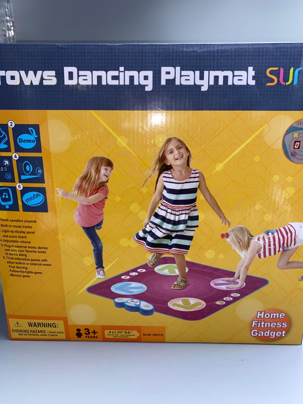 Photo 1 of SUNLIN Dance Mat - Dance Mixer Rhythm Step Play Mat - Dance Game Toy Gift for Kids Girls Boys - Dance Pad with LED Lights, Adjustable Volume, Built-in Music, 3 Challenge Levels (3-12 Years Old)
