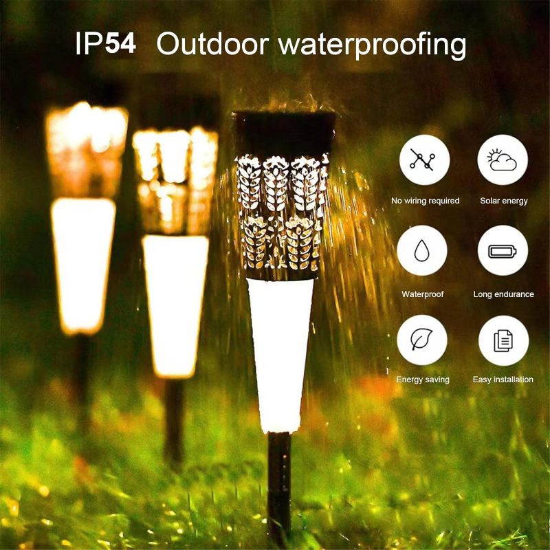 Photo 2 of set of 2 Solar Lawn Lamp Outdoor Pathway Light Landscape Decorative Garden Lights Solar Walkway Light Night Lights IP54 Waterproof Warm Light Colorful Light for Patio Yard Lawn Decor 10pcs
