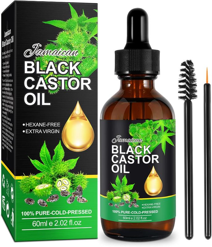 Photo 1 of 2 Pack Jamaican Black Castor Oil,100% Natural Premium Organic Cold Pressed Unrefined Castor Oil,for Eyelashes & Eyebrows Hair Growth Thicker,Body Face Skin Nourish, Relaxation Sore Muscles,60ML

