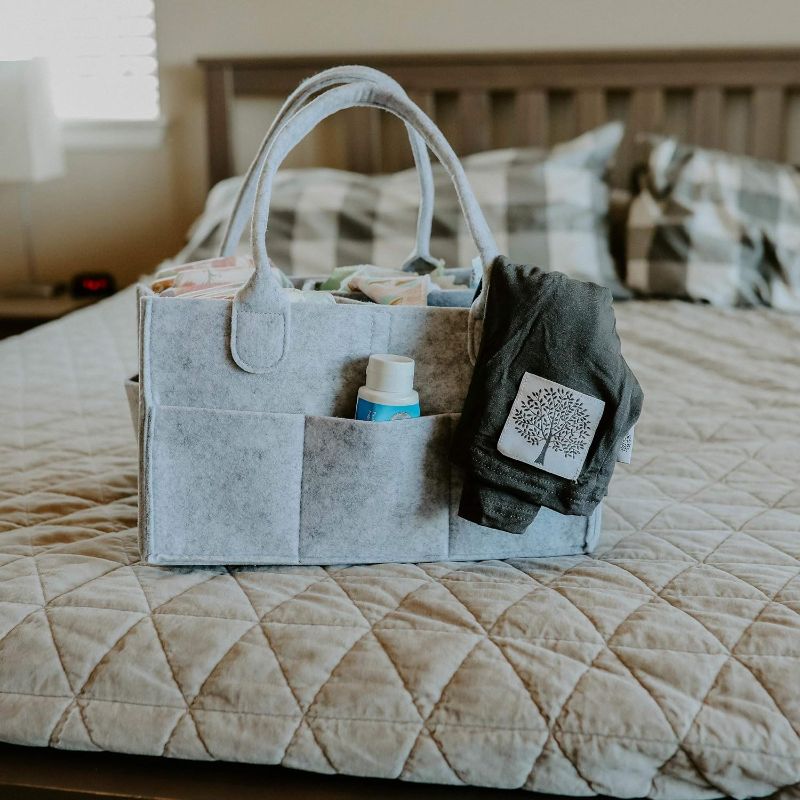 Photo 1 of Parker Baby Diaper Caddy - Nursery Storage Bin and Car Organizer for Diapers and Baby Wipes - Grey
