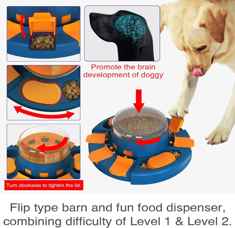 Photo 2 of Dog Puzzle Toy Dogs Brain Stimulation Mentally Stimulating Toys Beginner Puppy Treat Food Feeder Dispenser Advanced Level 2 in 1 Interactive Games for Small/Medium/Large Aggressive Chewer Gift B
