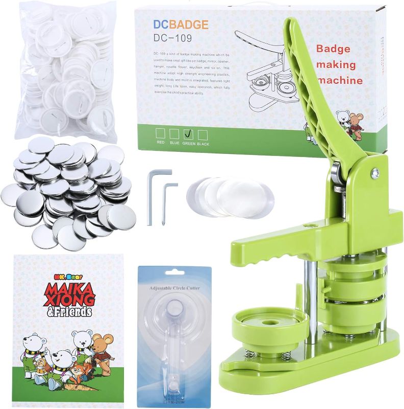 Photo 1 of Button Maker Machine 58mm (2.25 in) Installation-free, DIY Button Pin Maker Machine, Button Badge Press Machine with Free 100pcs Button Maker Supplies & Pictures & Circle Cutter & Magic Book

