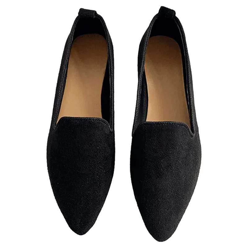 Photo 1 of Size 10 Black Ataiwee Women's Flats Shoes - Suede Round Toe Office Slip On Ballet Shoes.
