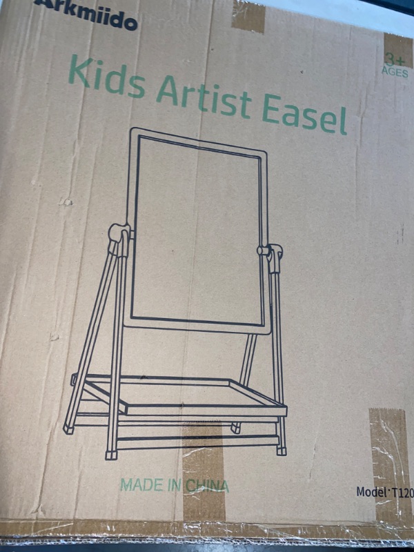 Photo 3 of Adjustable Wooden Easel for Kids, Foldable Standing Art Easel for 3, 4, 5, 6, 7, 8 Years Old with Accessories, Drawing Painting Gifts for Boys & Girls Toddlers, Great Presents for Birthday
