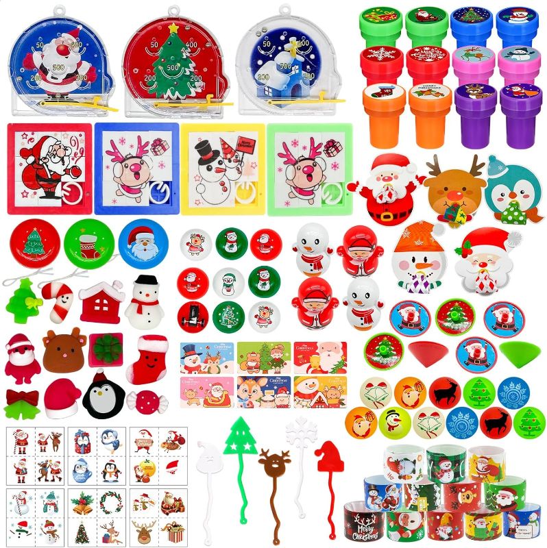 Photo 1 of 150 PCS Christmas Party Favor Assortment Treasure Gifts Bulk Christmas Stocking Stuffers Carnival Prizes Xmas Goodie Bag Filler School Classroom Rewards Christmas Pinata Stuffers for Boys Girls(Set 2)
