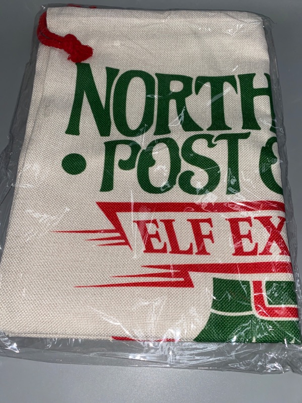 Photo 2 of Easy Sublimation Polyester Santa Sacks Large 19 Inches by 27 Inches- Just Add A Name (North Pole)
