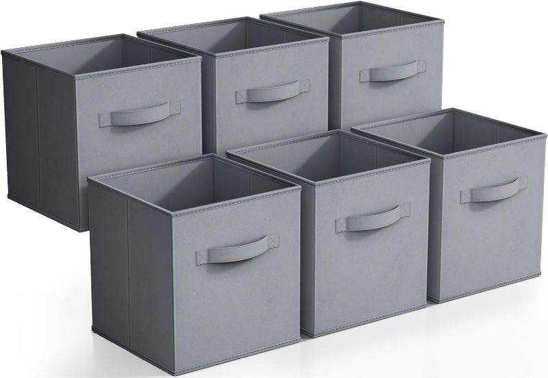 Photo 1 of Sorbus Storage Cubes - 11 Inch Foldable Fabric Baskets for Organizing Pantry, Closet, Shelf, Cubby - 6 Grey Collapsible Cloth Storage Bins with Handle for Home, Bedroom
