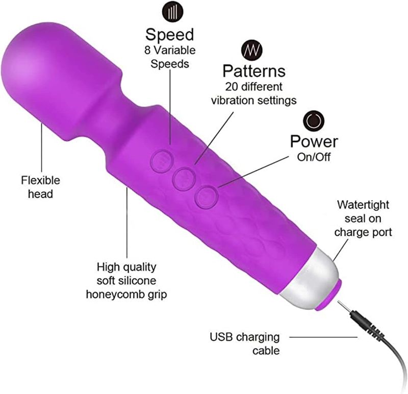 Photo 2 of SENDRY Wand Massager - New Upgrade 160 Magic Vibration Modes - Handheld Wireless Waterproof Mute Rechargeable Personal Massager for Neck Shoulder Back Body Relieves Muscle Tension(Purple)
