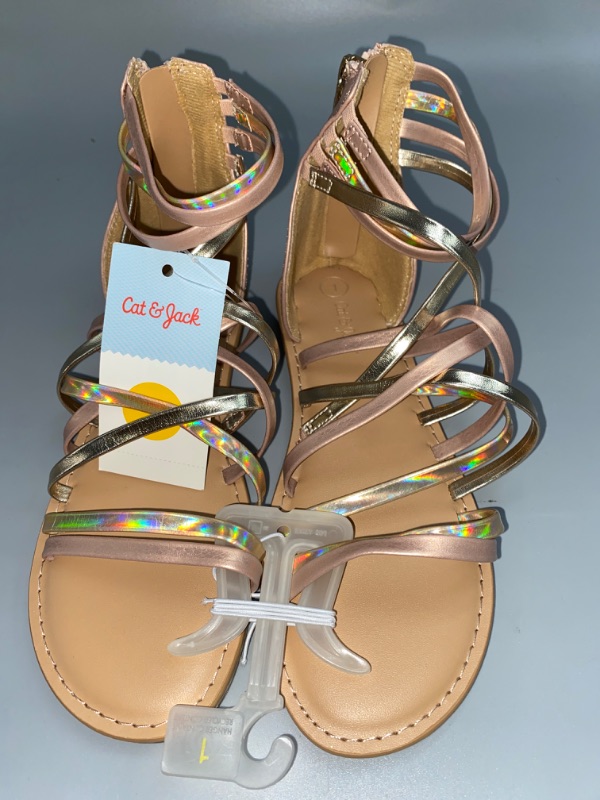 Photo 2 of Girls' Dion Zipper Metallic Ankle Strap Sandals - Cat & Jack™ Rosegold 1
