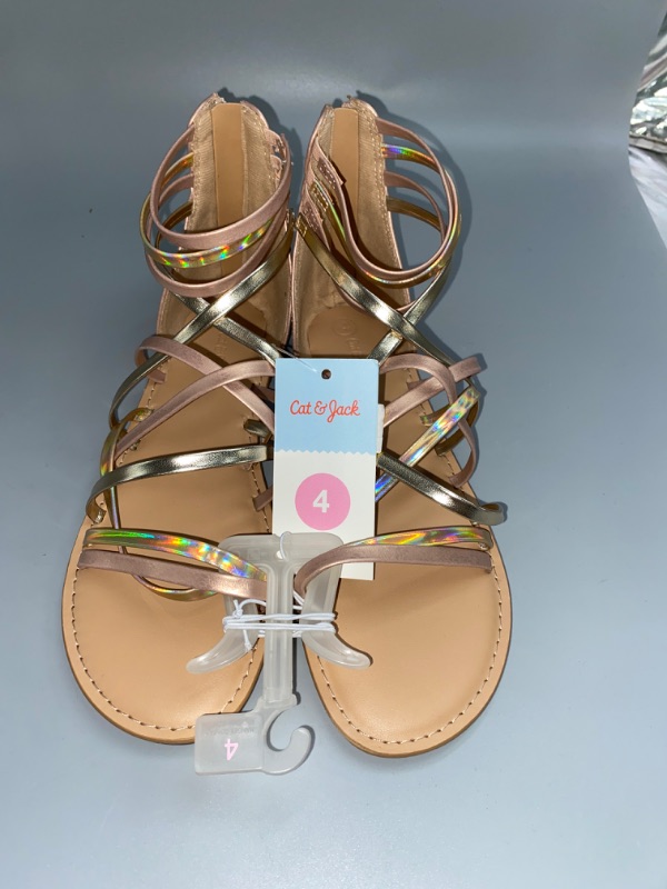 Photo 2 of Girls' Dion Zipper Metallic Ankle Strap Sandals - Cat & Jack™ Rosegold 4
