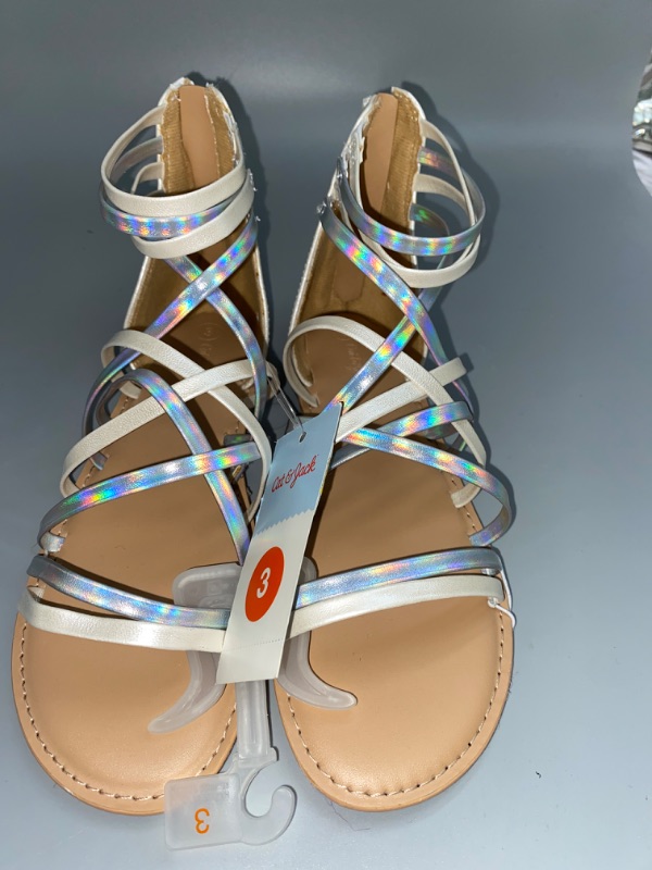 Photo 2 of Girls' Dion Zipper Metallic Ankle Strap Sandals - Cat & Jack™ White 3
