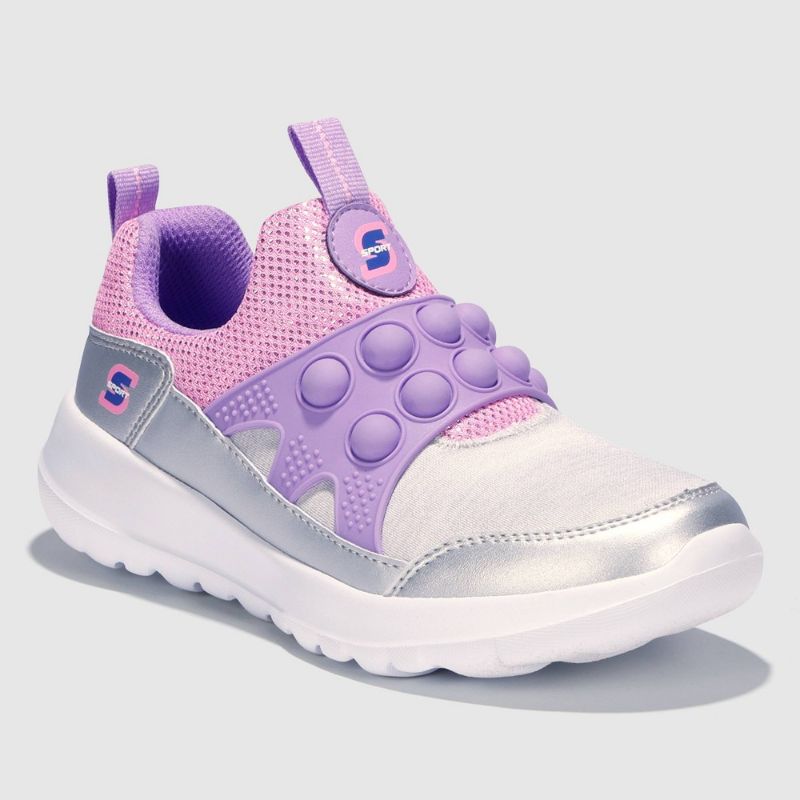 Photo 1 of Size 1 S Sport by Skechers Girls' Denise Colorblock Sneakers - Pink/Purple/Silver Size 1
