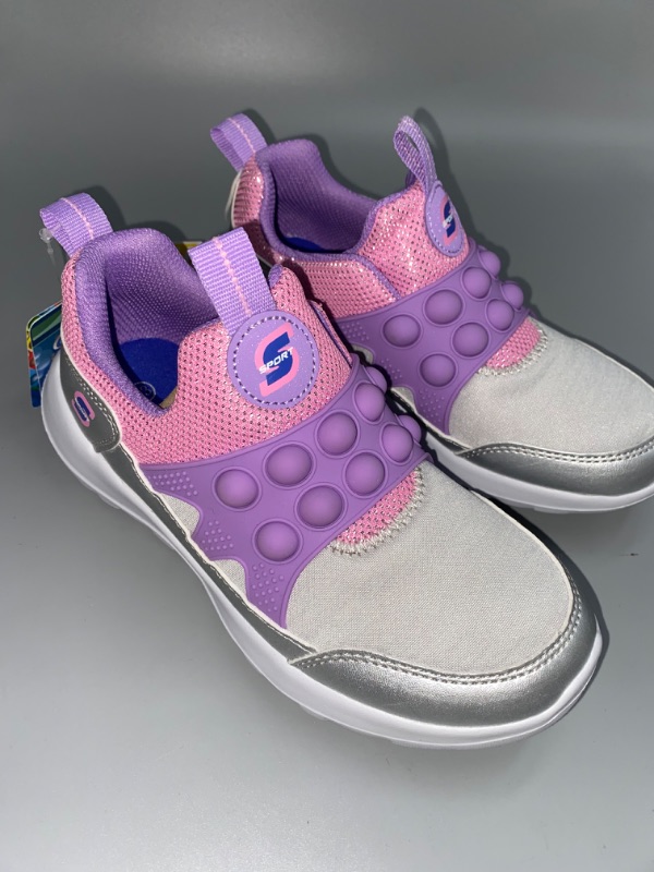 Photo 2 of Size 1 S Sport by Skechers Girls' Denise Colorblock Sneakers - Pink/Purple/Silver Size 1
