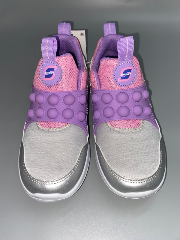 Photo 3 of Size 1 S Sport by Skechers Girls' Denise Colorblock Sneakers - Pink/Purple/Silver Size 1
