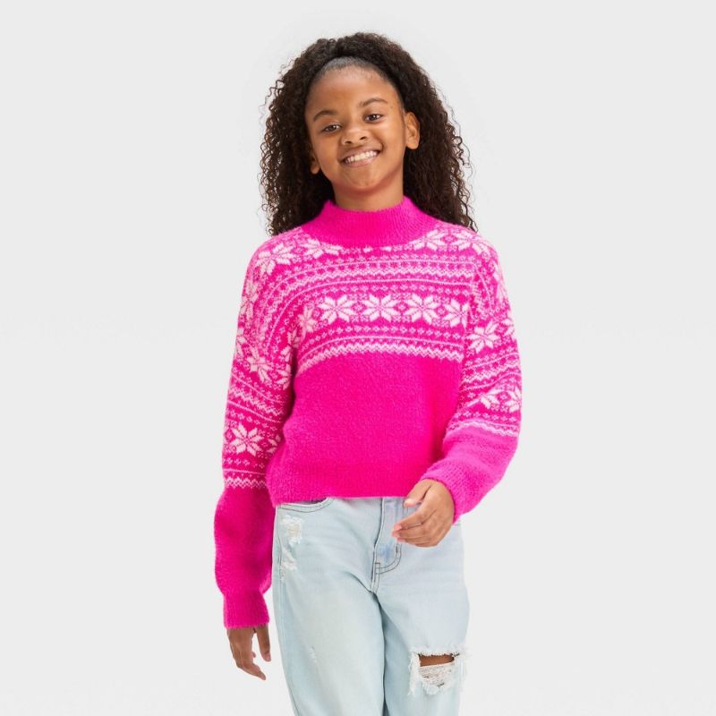 Photo 1 of Girls' Mock Neck Pullover Sweater - Art Class™ Pink M(7-8)
