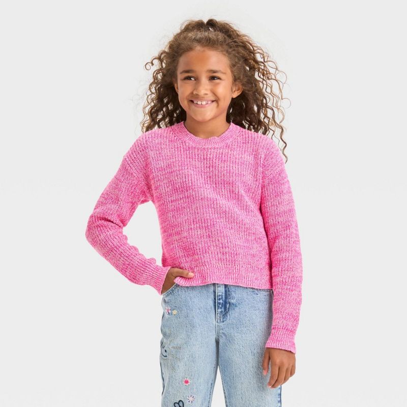 Photo 1 of Girls' Pullover Sweater - Cat & Jack™ Bright Pink L
