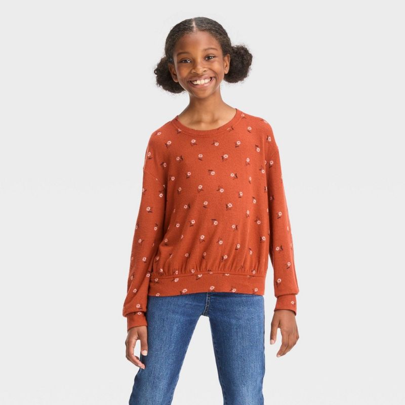 Photo 1 of Girls' Cozy Pullover Sweatshirt - Cat & Jack™ Orange M(8)
