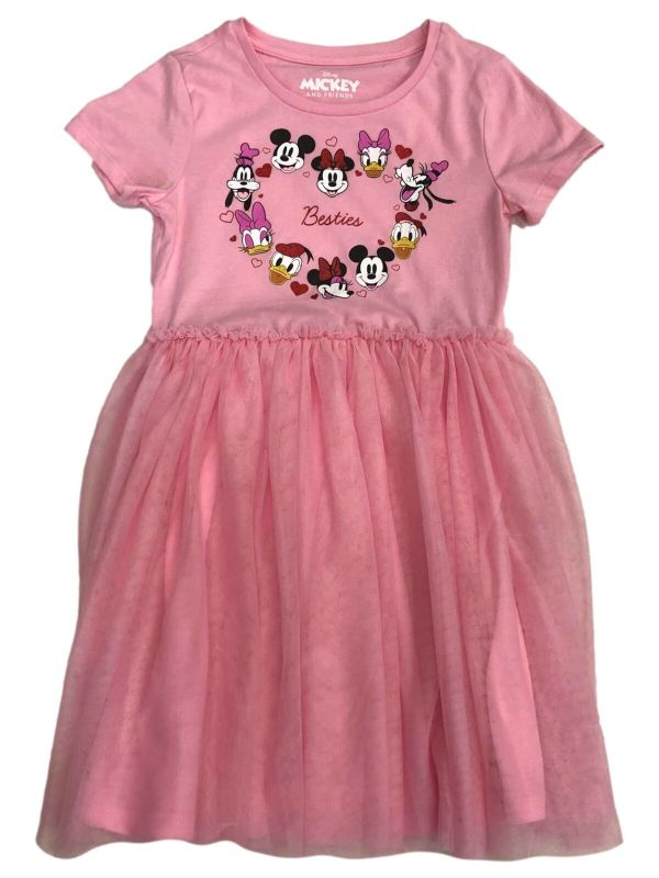 Photo 1 of Disney Girls Pink Besties Mickey Minnie Mouse Goofy Daisy Duck Dress L(10/12)
