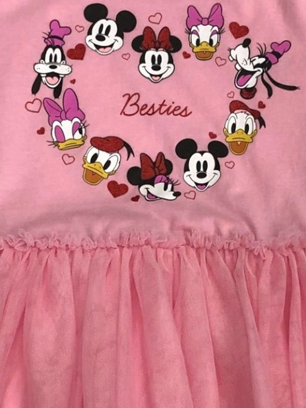 Photo 2 of Disney Girls Pink Besties Mickey Minnie Mouse Goofy Daisy Duck Dress L(10/12)
