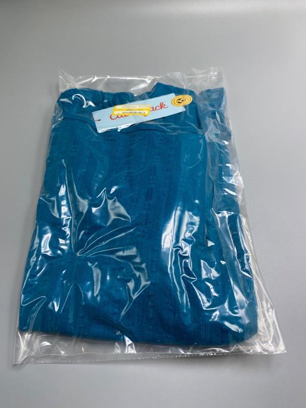 Photo 2 of Girls' Long Sleeve Woven Ruffle Shirt - Cat & Jack™ Teal Blue XS(4/5)
