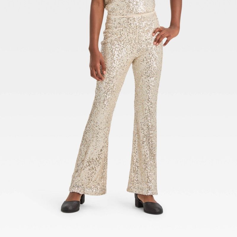 Photo 1 of Girls' Sequin Flare Pants - Art Class™ Silver L(10/12)
