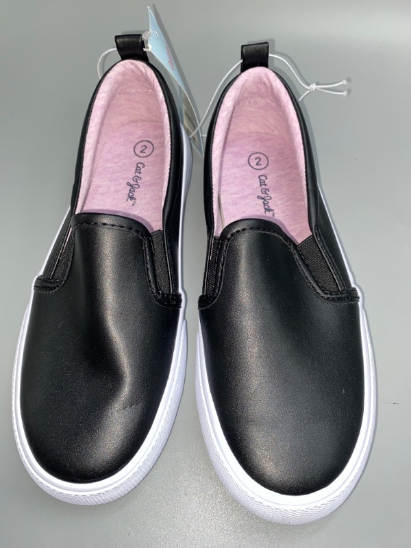 Photo 2 of Girls' Hailey Slip-on Sneakers - Cat & Jack™ Black/Purple Size 2
