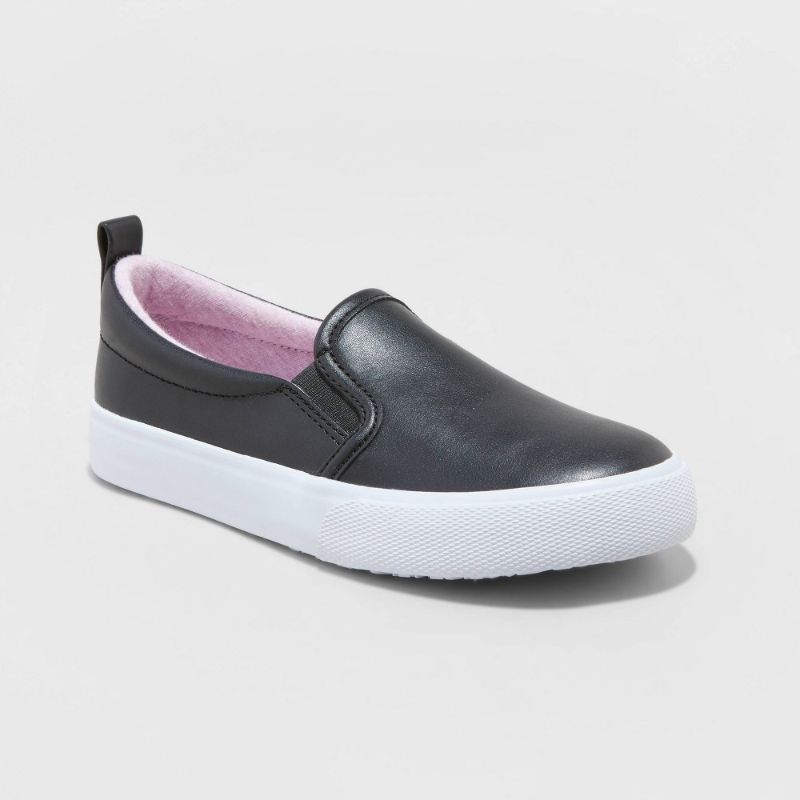 Photo 1 of Girls' Hailey Slip-on Sneakers - Cat & Jack™ Black/Purple Size 2
