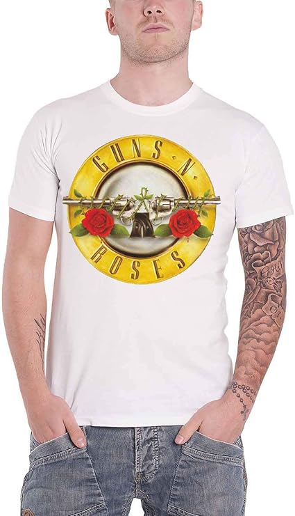 Photo 1 of 4X Guns N’ Roses Men's Classic Logo (Retail Pack) Slim Fit T-Shirt White
